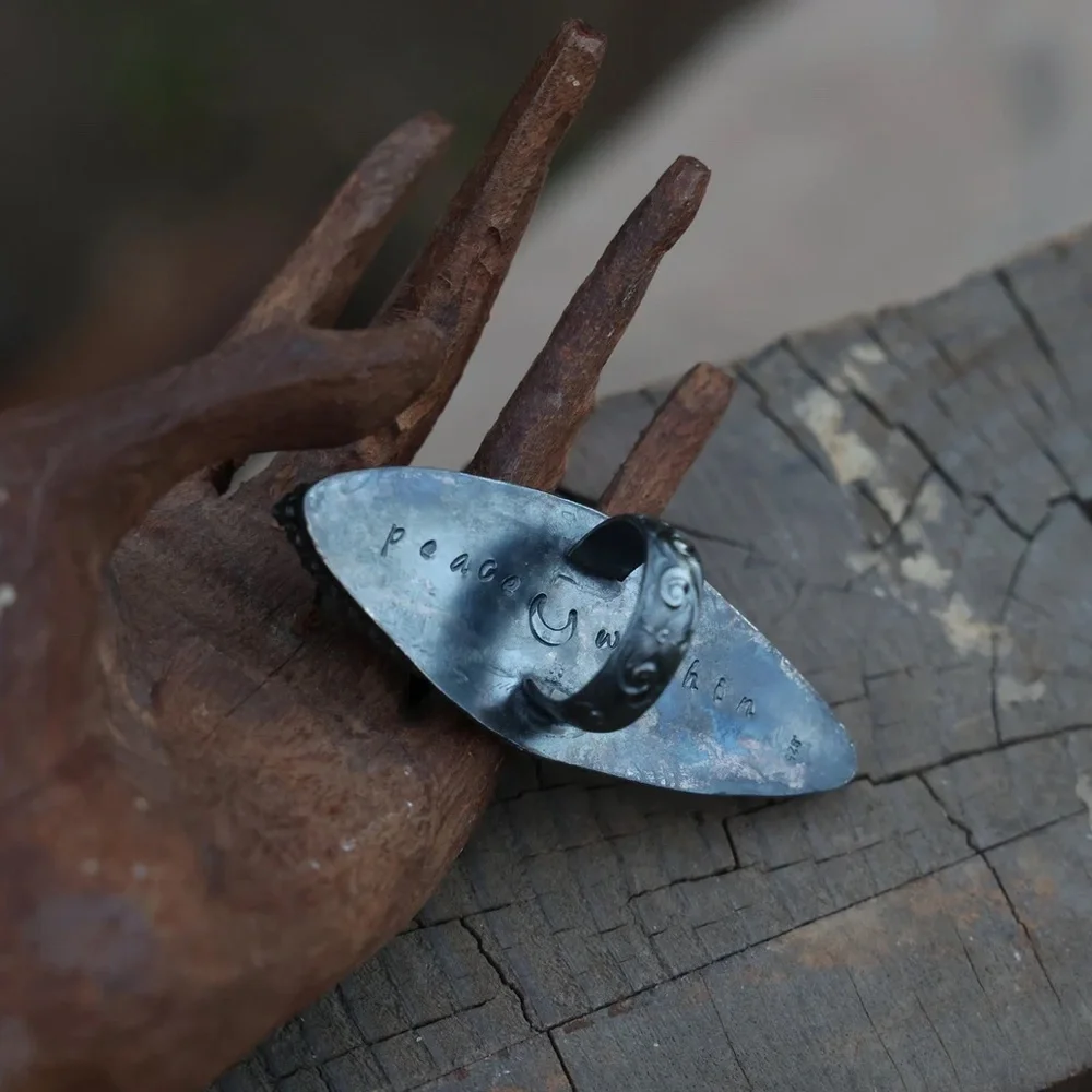🦋Handmade Vintage STYLE Labradorite Statement Bohemian Ring🦋 - Picture 3 of 5